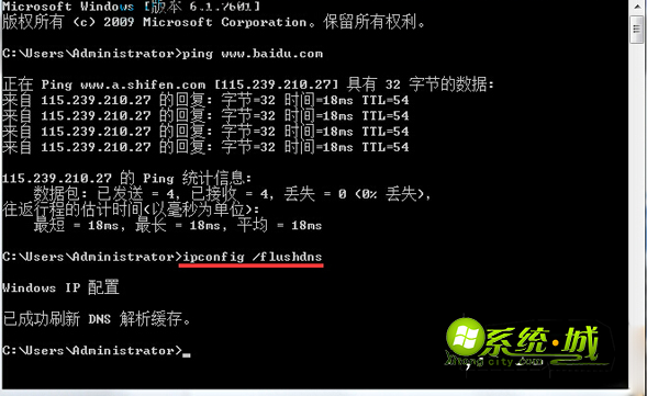 输入“ipconfig /flushdns”