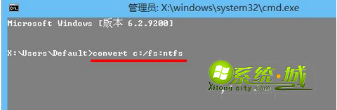 输入convert c:/fs:ntfs