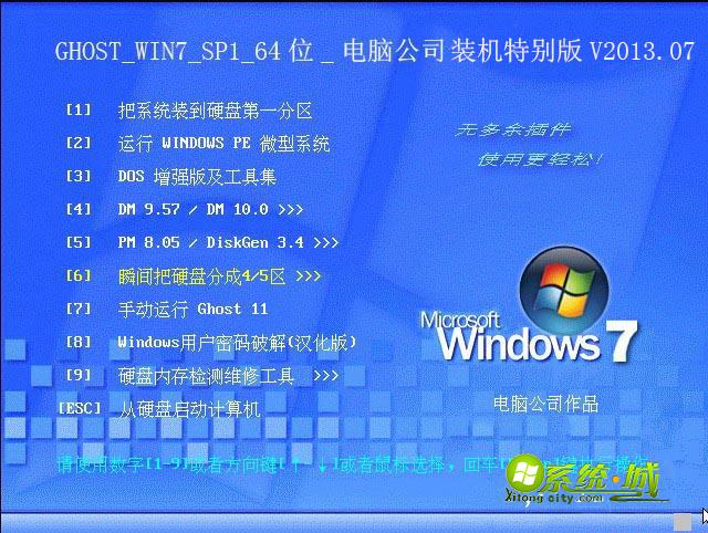 GHOST_WIN7_SP1_64位_电脑公司装机特别版V2013.07安装部署图