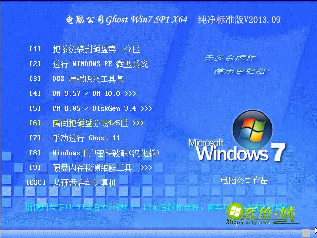 GHOST_WIN7_SP1_64位_电脑公司纯净标准版V2013.09安装部署图