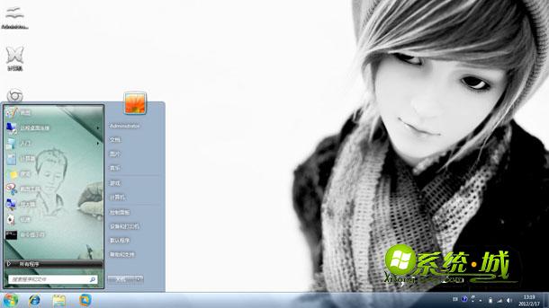 黑白素颜照win7系统主题