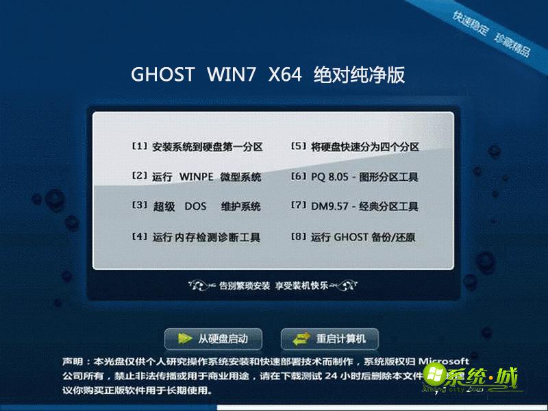 WIN7  64位 绝对纯净版系统安装界面