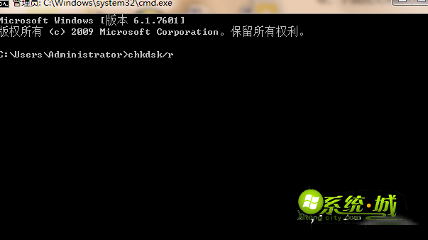 输入“chkdsk/r”