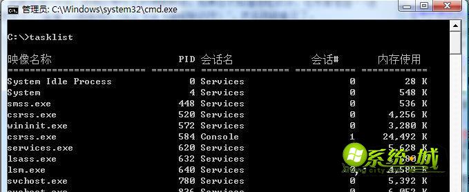 输入“tasklist”