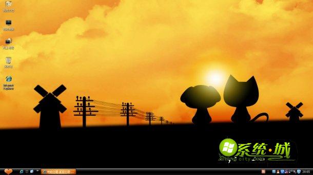 小左小右夕阳下的爱恋卡通xp系统主题下载