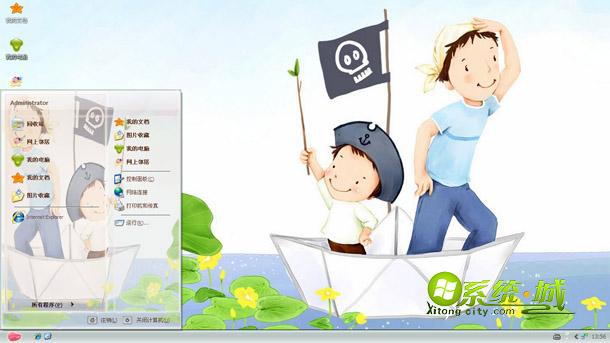 卡通父子俩的海盗之旅xp系统桌面主题