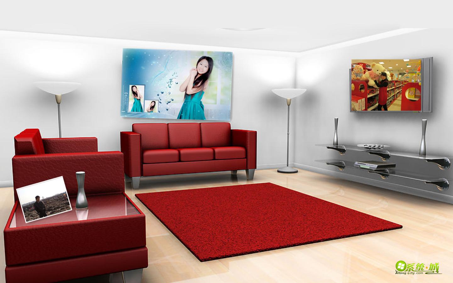 红色客厅家居xp系统主题