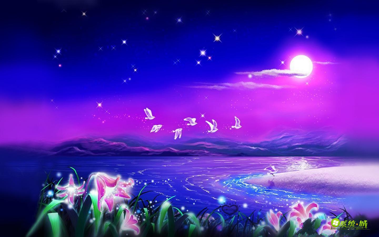 紫蓝夜空xp系统主题桌面