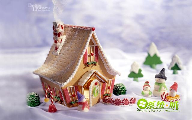 唯美圣诞小屋xp主题桌面