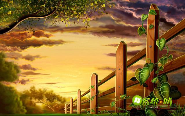 黄昏下的栅栏xp主题桌面